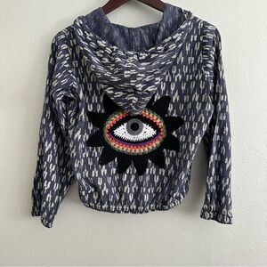 Lakhay's Collection Hoodie Zip Light Jacket S/M Cotton Unisex Hippie Boho Crop